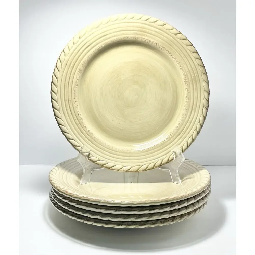 Z Gallerie & Tabletops Unlimited “Lucca (Taupe, Beige)” 5 Dinner Plates 11 3/8”